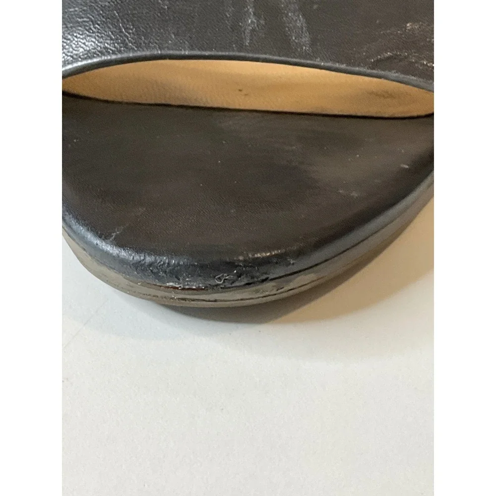 Cole Haan Grand 360 Espadrille Wedge Black Leather Sandals Strappy Summer Casual